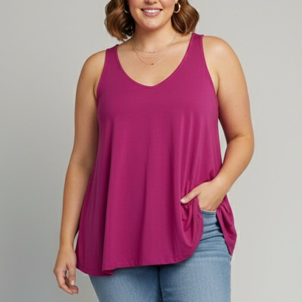 Yoga Workout Tank Deep Pink Plus One Size